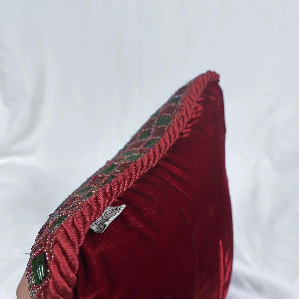 SUDHA PENNATHUR Neiman Marcus Christmas Ornament Ball RedGreen Decorative Pillow